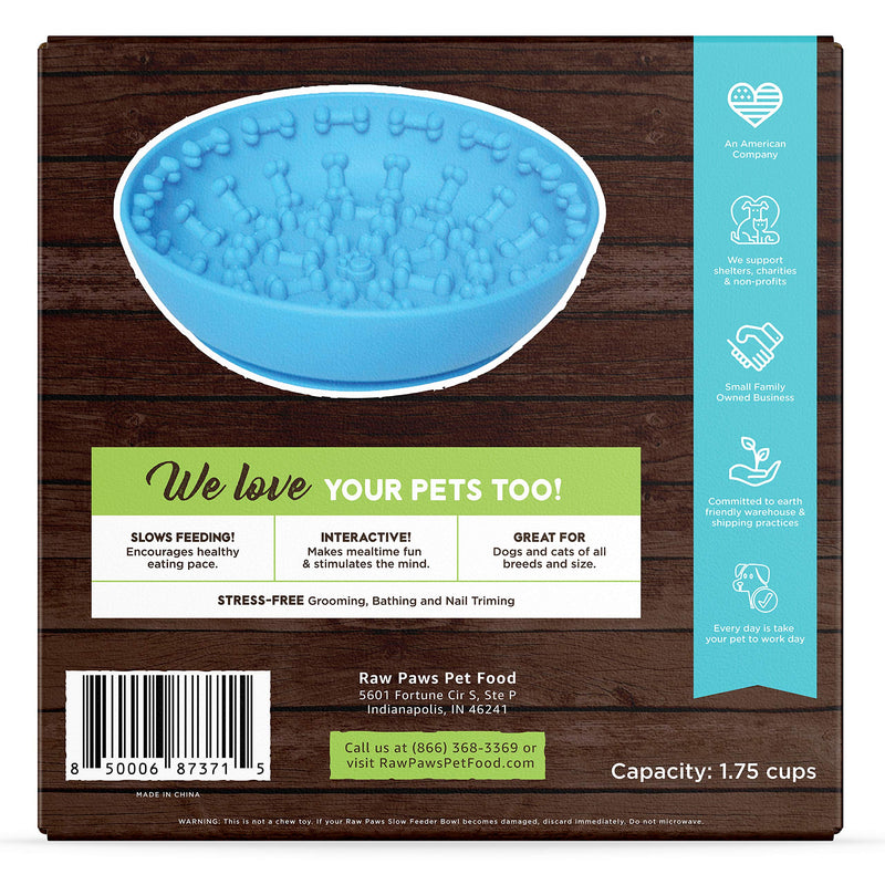 Raw Paws Lick Mat Bowl for Dogs & Cat - Distraction Lick Mat for Dogs with Suction - Lick Bowl for Dogs Large to Puppies - Interactive Cat Lick Mat - Dog Lick Mat for Anxiety - Dog Bowl Licking Mat Medium BLUE - PawsPlanet Australia