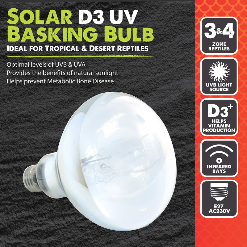 Komodo Solar D3 UV 80W Basking Bulb, Heat and Light Bulb for Reptile Habitats, Terrarium and Vivarium Light and Heat Bulb, 82297 - PawsPlanet Australia