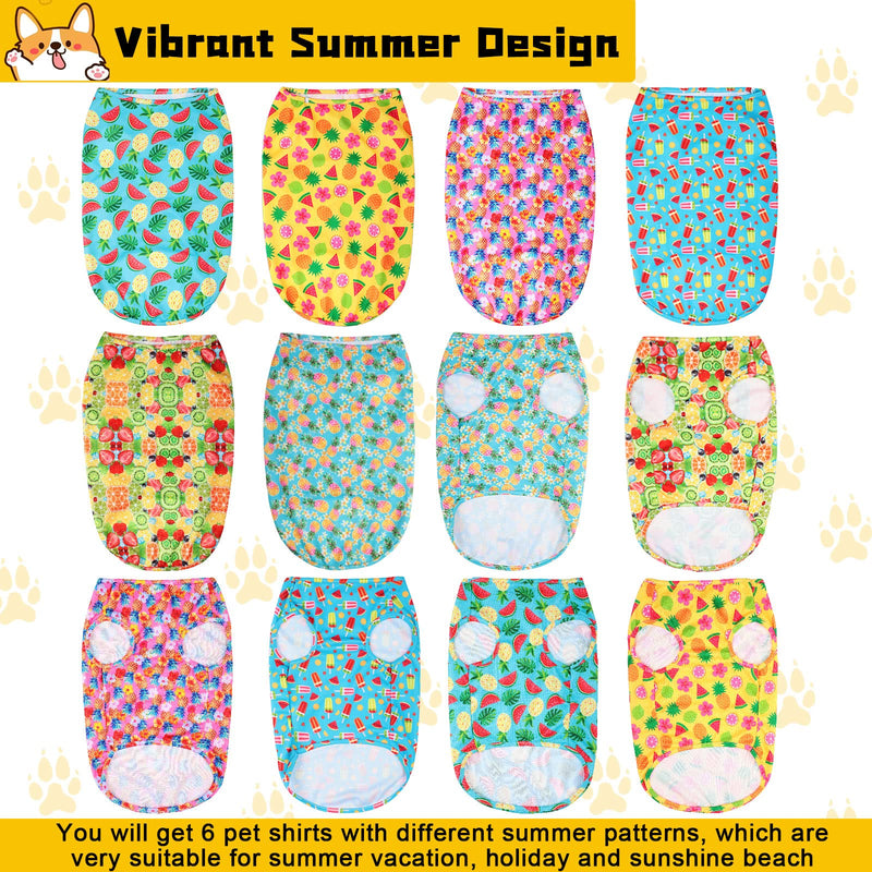 6 Pieces Summer Dogs Shirts Puppy Shirt Soft Breathable Pet T-Shirt Dog Tank Top Sleeveless Tropical Pineapple Watermelon Printed Dog Clothes Soft Sweatshirt for Dogs and Cats - PawsPlanet Australia