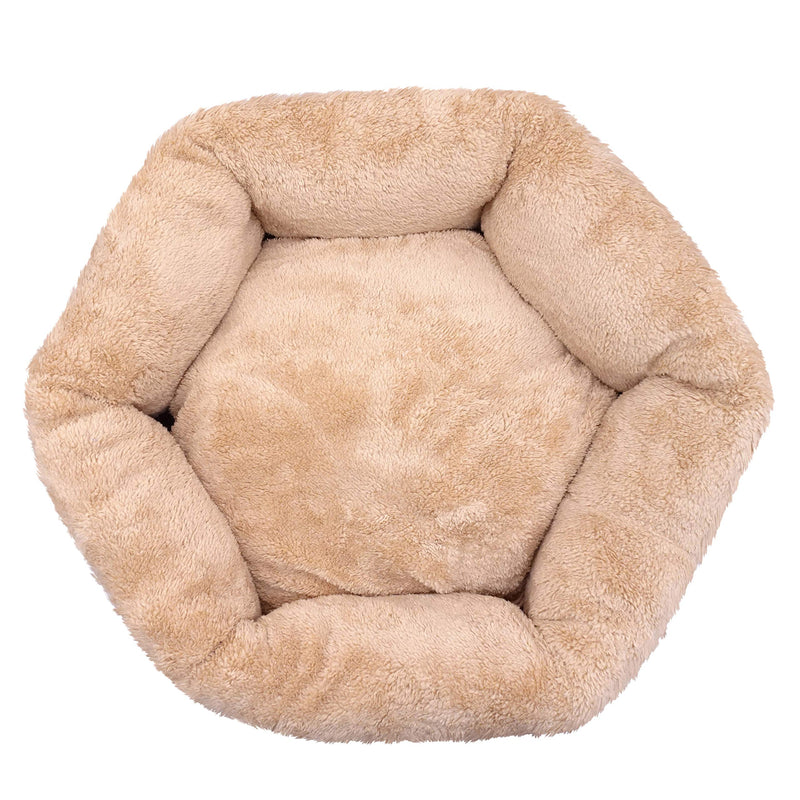 [Australia] - veZve Round Warming Dog Sleeping Indoor Bed Brown Donut with Skin Contact Safe Reversible Memory Foam Washable Firmness Small 