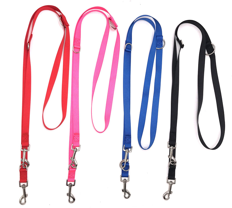[Australia] - PetsCaptain 2-Pack Double Head 6-Way Multi-Functional Dog Leash (3 Different Length Leash 42", 54", or 72", Quick Tie-Off, Hands-Free, or Double Dog Leash), Pink, PSC-L0549PNK2 