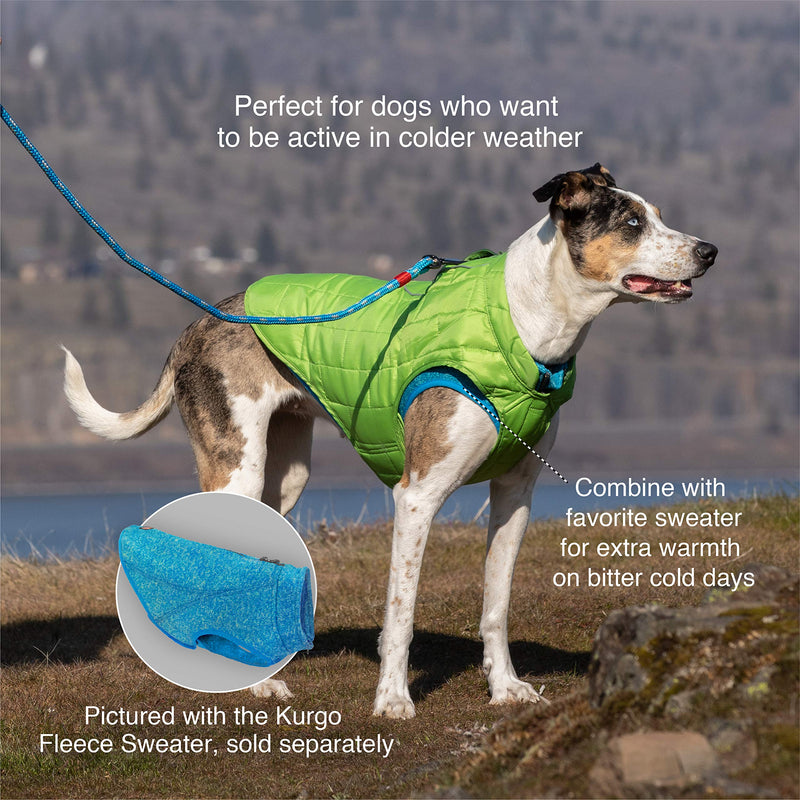 [Australia] - Kurgo Dog Jacket | Reversible Winter Jacket for Dogs | Pet Coat for Hiking | Water Resistant | Reflective | Lightweight | Wear with Harness | Athletic | Loft Jacket | For Small, Medium, & Large Dogs Chili Red/Charcoal 