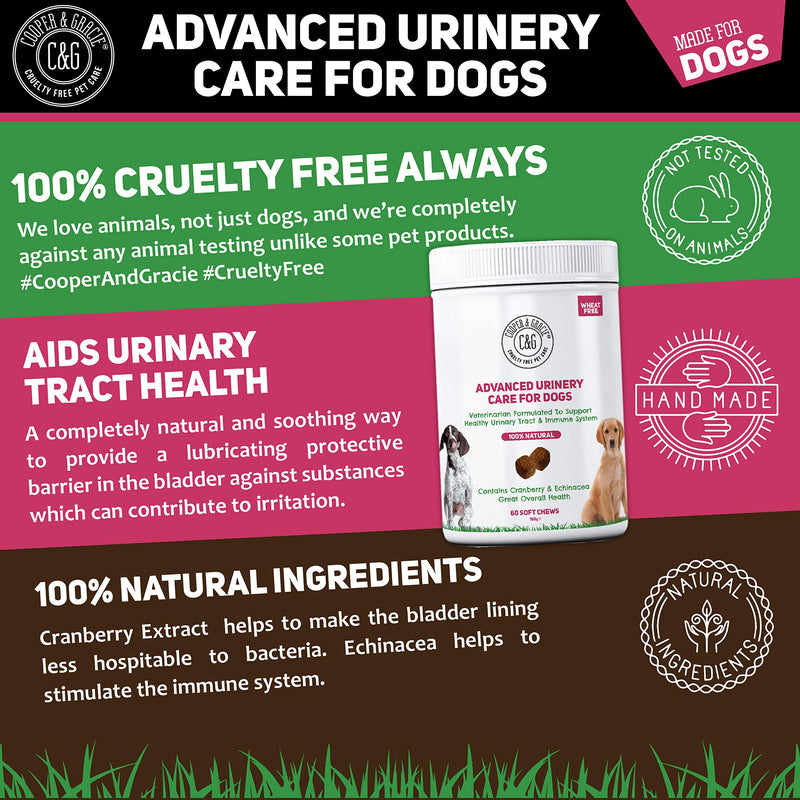 C&G Pets | DOG URINARY HEALTH SUPPLEMENTS 60 SOFT CHEWS | ANTIBIOTIC REMEDY | STIMULATES IMMUNE SYSTEM & MAINTAINS OVERALL HEALTH | CRANBERRY & ECHINACEA | WHEAT FREE | VETERINARIAN FORMULATED Dog Urinary Care - PawsPlanet Australia