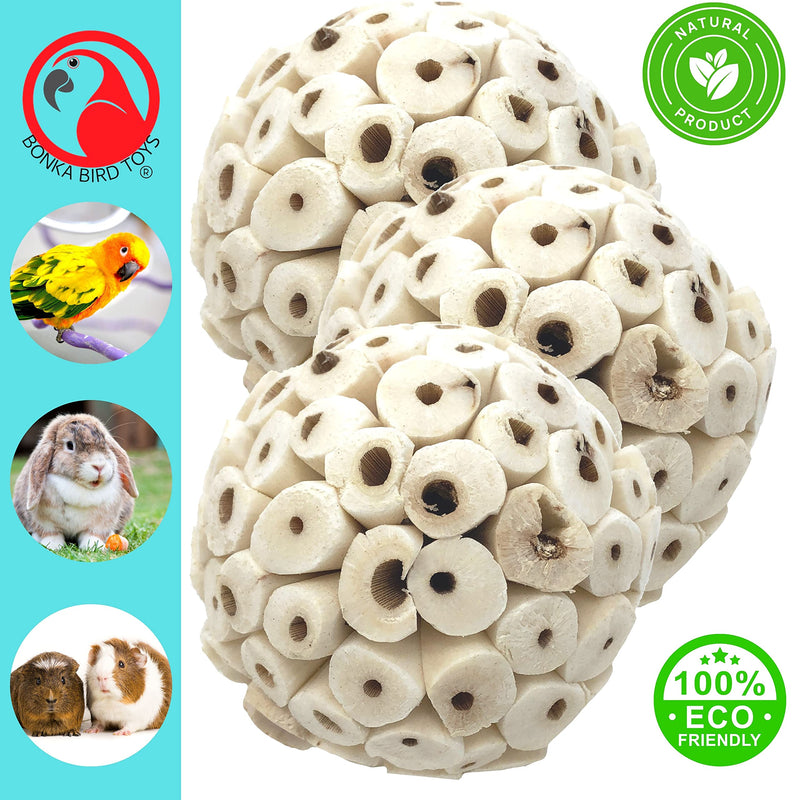 Bonka Bird Toys Natural Sola Ball Soft Chew Shred Foraging Parrot Amazon, Cockatiel, Conure, Quaker, Caique, Eclectus, Budgie, Parakeet, Rabbits, Guinea Pigs, Chinchilla, Bunny. Pack (3) - PawsPlanet Australia