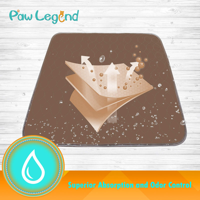 [Australia] - Paw Legend Waterproof Reusable Dog Pee Pads Super Absorbent (2 Pack) - Washable Dog Training Pads | Quality Travel Pee Pads for Dogs | Absorbent and Odor Controlling 18"X24" Brown & Tan 