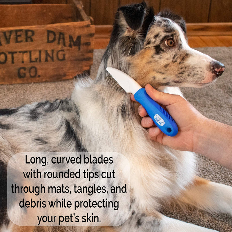Horicon Pet 2 In 1 Dematting Razor Comb and 37 Pin Detangling Pet Comb Set - Removes Knots, Matted Fur, & Tangles Gently For Dogs & Cats 2 Count (Pack of 1) - PawsPlanet Australia