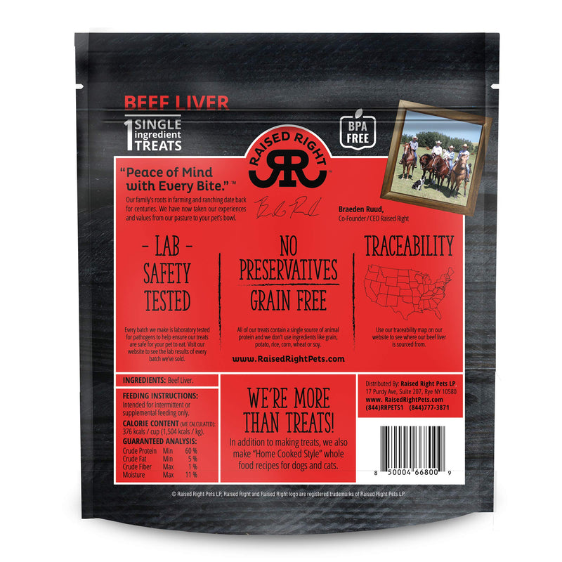 [Australia] - Raised Right Meat Bites, Single Ingredient Liver Treats for Dogs & Cats - 5 oz. Bag Beef 