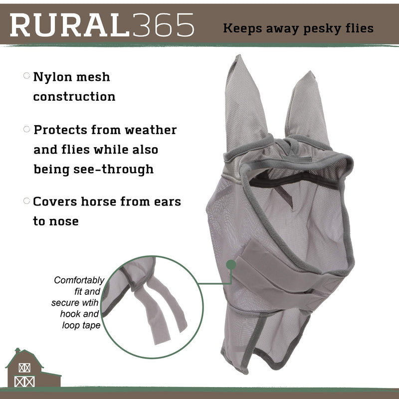 Rural365 Long Nose Horse Fly Mask - Draft Equine Fly Mask Horse Fly Mask, Horses Ear Covers Nylon Mesh Protector Mask Large - PawsPlanet Australia