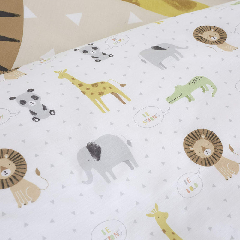 Catherine Lansfield Kids Roarsome Animals Easy Care Single Duvet Set Natural - PawsPlanet Australia