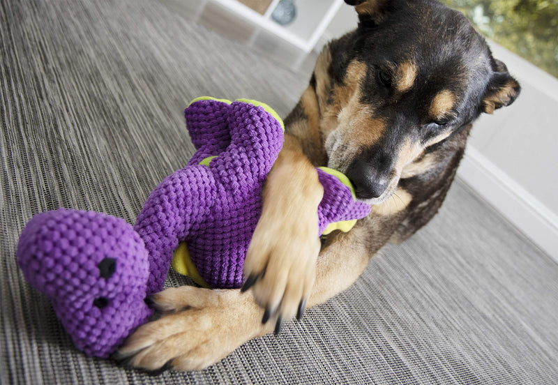[Australia] - goDog Dinos Bruto Checkers with Chew Guard Technology Plush Dog Toy, Large, Purple, 778007 