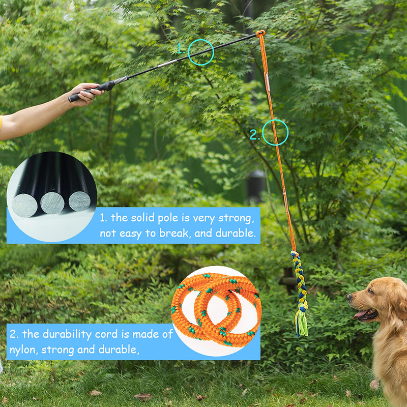 ADCSUITZ Interactive Dog Toy - Training & Exercise & Tug of War Dog Toys Outdoor Fun for Small, Medium, Large Dogs - Dog Teaser Wand Flirt Pole with 3.2 ft Dog Durability Cord and 2 pcs Dog Rope Toys - PawsPlanet Australia