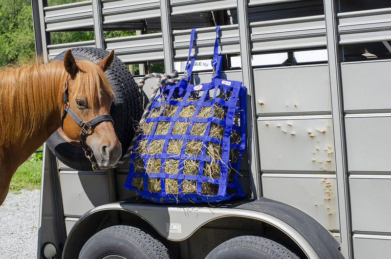 Derby Originals Easy-Feed Patented Four Sided Slow Feed Horse Hay Bag with One Year Warranty Black - PawsPlanet Australia