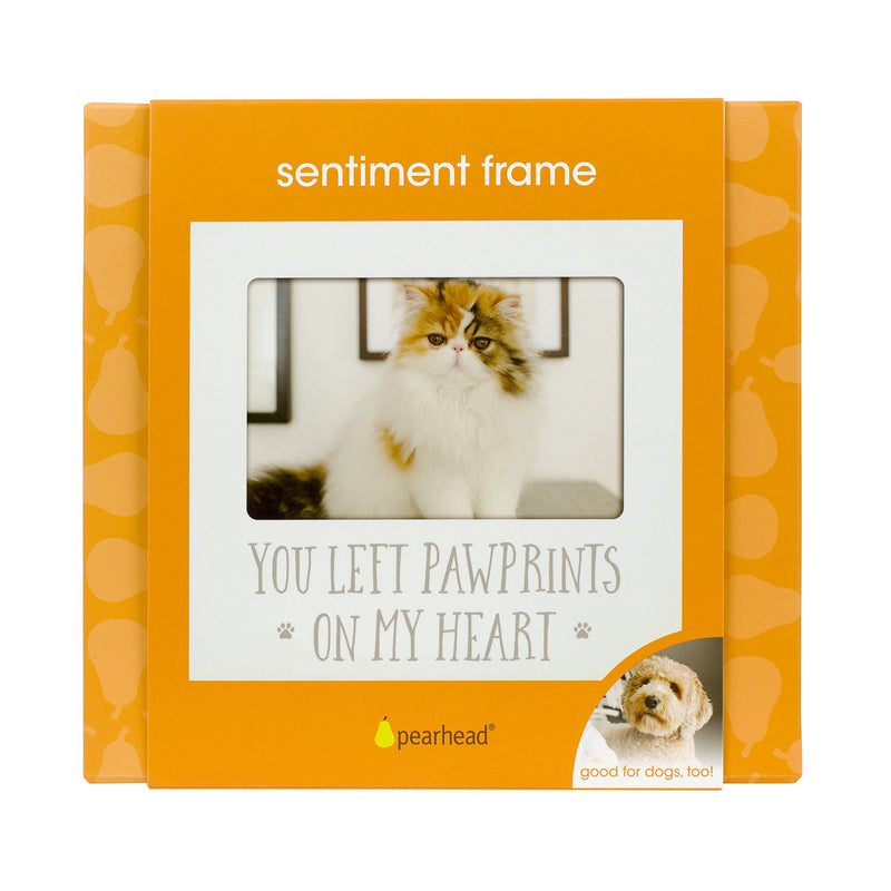 [Australia] - Pearhead Pet Memorial Sentiment Frame, Pet Memory Picture Frame, Dog or Cat Tribute Keepsake You Left Pawprints On My Heart, White 