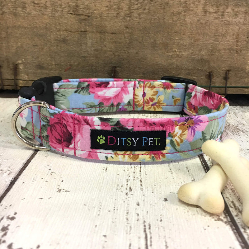 Ditsy Pet Rose Floral Dog Collar XLarge X-Large - PawsPlanet Australia