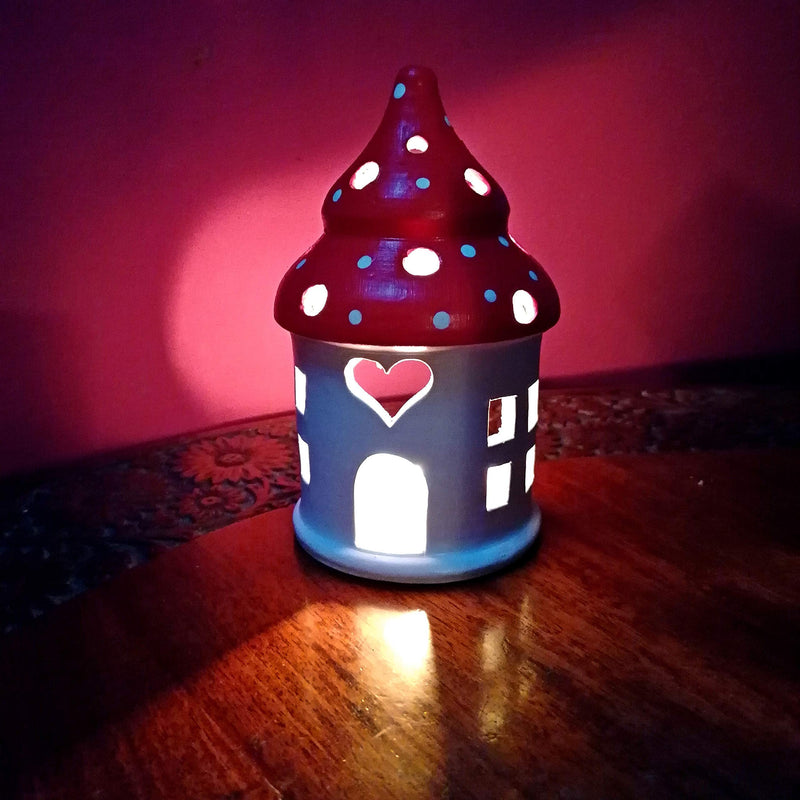 Love Shack Candle Holder. All-Natural Original 6 inch Tall Hand-Crafted Wedding Decoration. Handmade Hand-Painted Rustic Terracotta Romantic Gift Idea. - PawsPlanet Australia