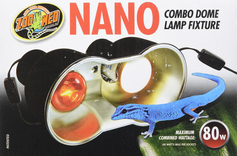 [Australia] - Zoo Med Nano Combo Dome Lamp Fixture, 40 Watts Per Socket Silver 