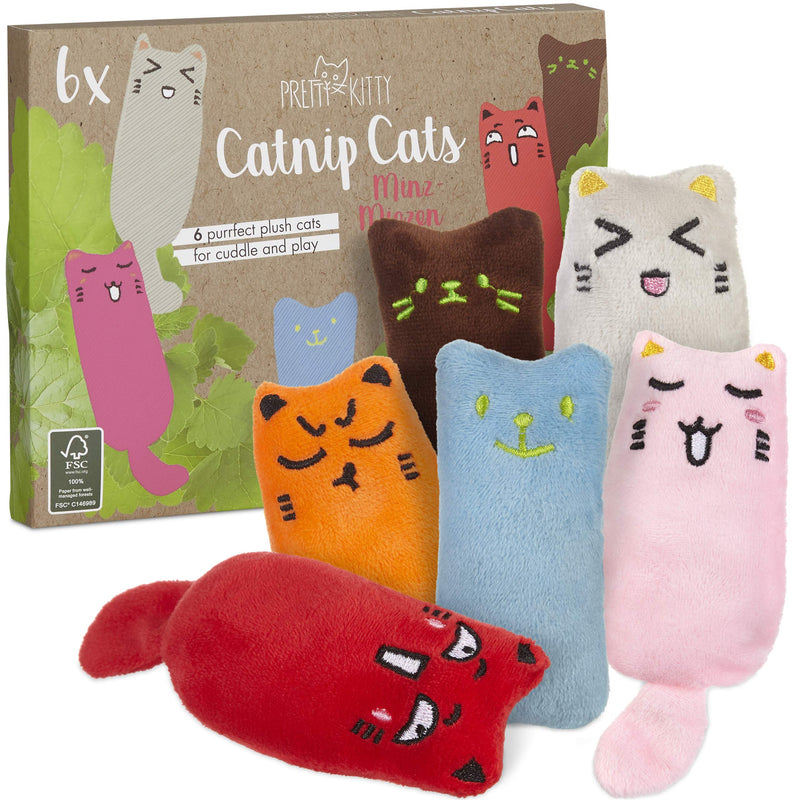 PRETTY KITTY Mint kitties: cat toy set of 6 cat cushions with catnip - cat cushion for cats - dried catnip toys for cats - toy cat catnip kitties - PawsPlanet Australia