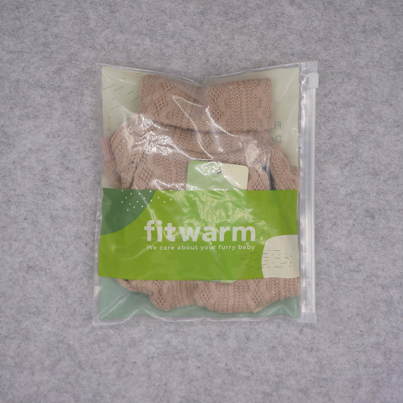 Fitwarm Turtleneck Knitted Dog Sweaters Winter Outfits Knitwear Pet Coats Cat Clothes Wine XS Khiki - PawsPlanet Australia