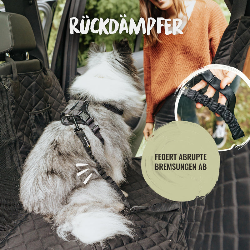 Rudelkönig dog belt for the car - adjustable seat belt - seat belt with cushioning for all dog breeds and car types black - PawsPlanet Australia