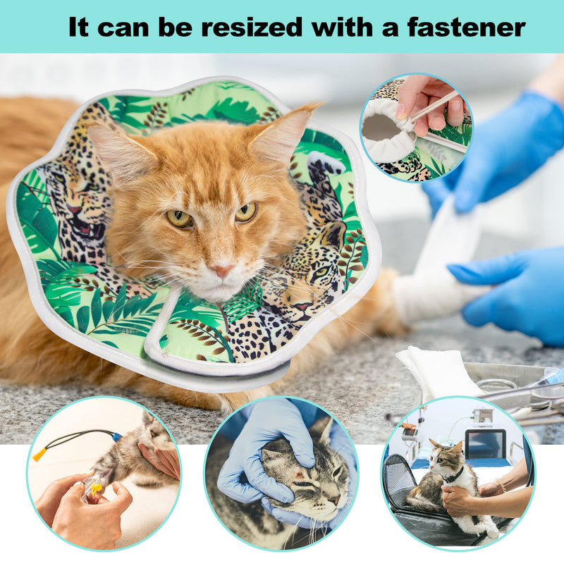 COMSUN Soft Cat Cone Collar Adjustable Pet Recovery Collar for Cat After Surgery Lightweight Cat Cones with Leopard Pattern for Pets Cats Kittens and Puppy to Prevent Licking (Small) Small - PawsPlanet Australia