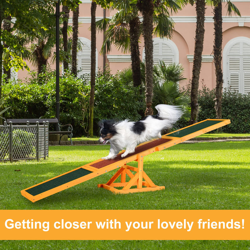 PawHut 1.8m Wooden Pet Seesaw Activity Sport Dog Training Agility Obedience Equipment Toy Pet Supplies Weather Resistant - PawsPlanet Australia