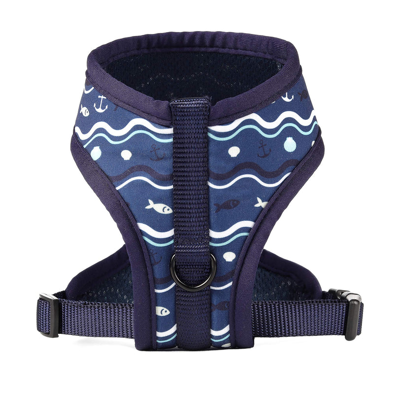 [Australia] - Mile High Life Dog & Cat | Fit Easy Vest Harness | No Choke Pull Step-in | Breathable Soft Mesh | Comfort Padding Puppy Training Halter Medium Girth (15.7"-23.2") Navy/Blue Wave 