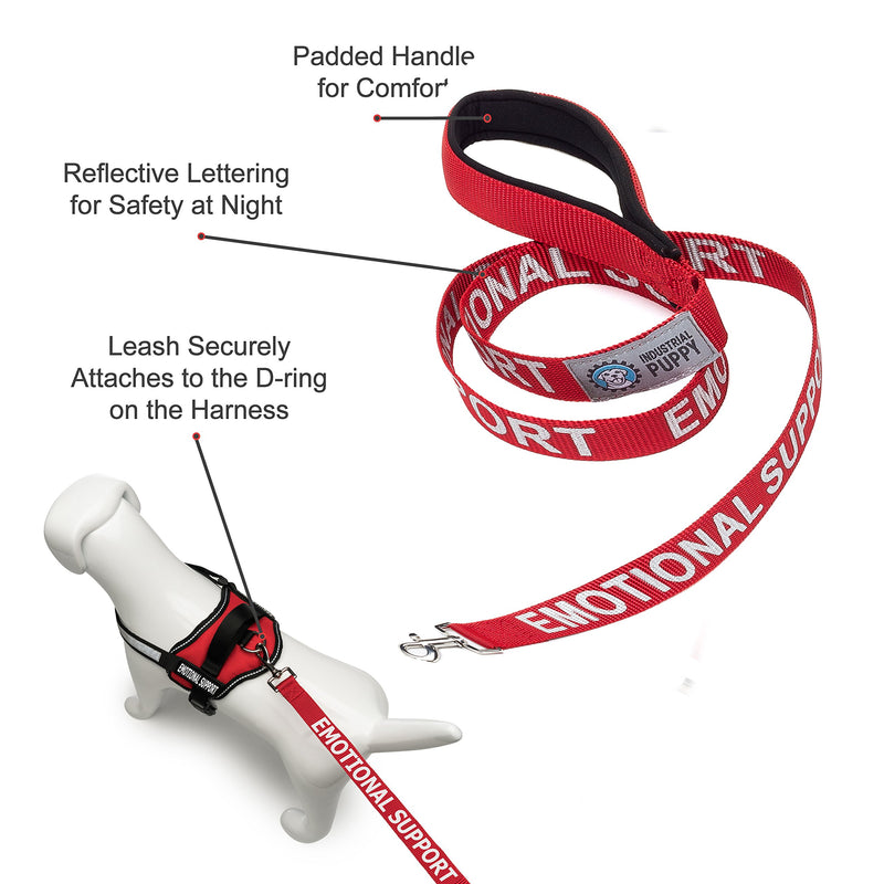 [Australia] - Service Dog Leash Wrap, Emotional Support Dog Leash with Neoprene Handle and Reflective Lettering - Supplies or Accessories for Service Dog Vest, Emotional Support Vest, or ESA Harness Red 