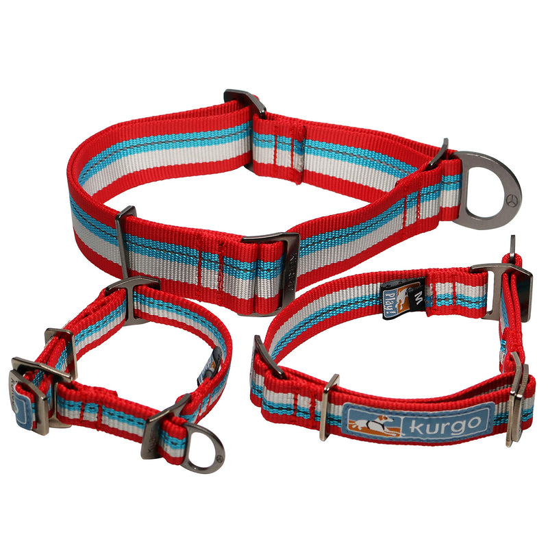 [Australia] - Kurgo Limited Slip Collar for Dogs, Martingale Style Collar, Active Dog Collar, Adjustable, Reflective Trim, Walk About Limited Slip Collar, Chili Red Small 