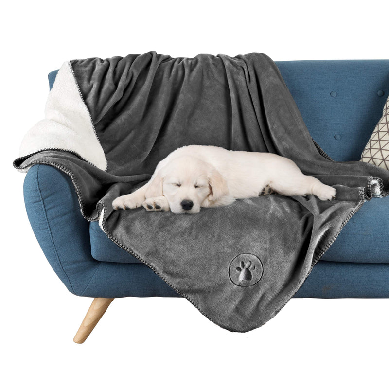 PETMAKER Waterproof Pet Blanket Collection – Reversible Throw Protects Couch, Car, Bed from Spills, Stains, or Fur, Dog and Cat Blankets Dark Gray Large - PawsPlanet Australia