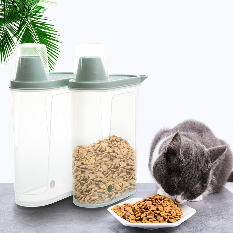 Citylife 2 PCS 2.5 LB Cat Food Storage Containers Small Pet Dog Food Storage Container Airtight Pour Spout Measuring Cup Bird Dry Food Dispenser with Lid Pea Green - PawsPlanet Australia