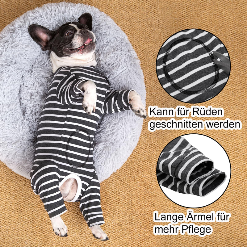 Axcimond Dog One-Piece Long-Sleeved Dog Bodysuit After Surgery for Small Medium Dogs Surgery Body Dog Castration Bitch Male Puppy Pajama Body Dogs After Surgery Wound Protection Anti Leak Dog Cone Alternative L Grey - PawsPlanet Australia