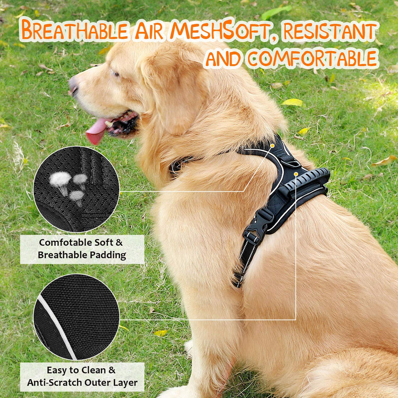 [Australia] - KORATER Dog Harness No-Pull Anti-Tear Adjustable Outdoor Pet Vest 4M Reflective Oxford Material Vest Easy Control with Handle & Poop Bag Holder on The Back forf Small Medium Large Dogs (L) 