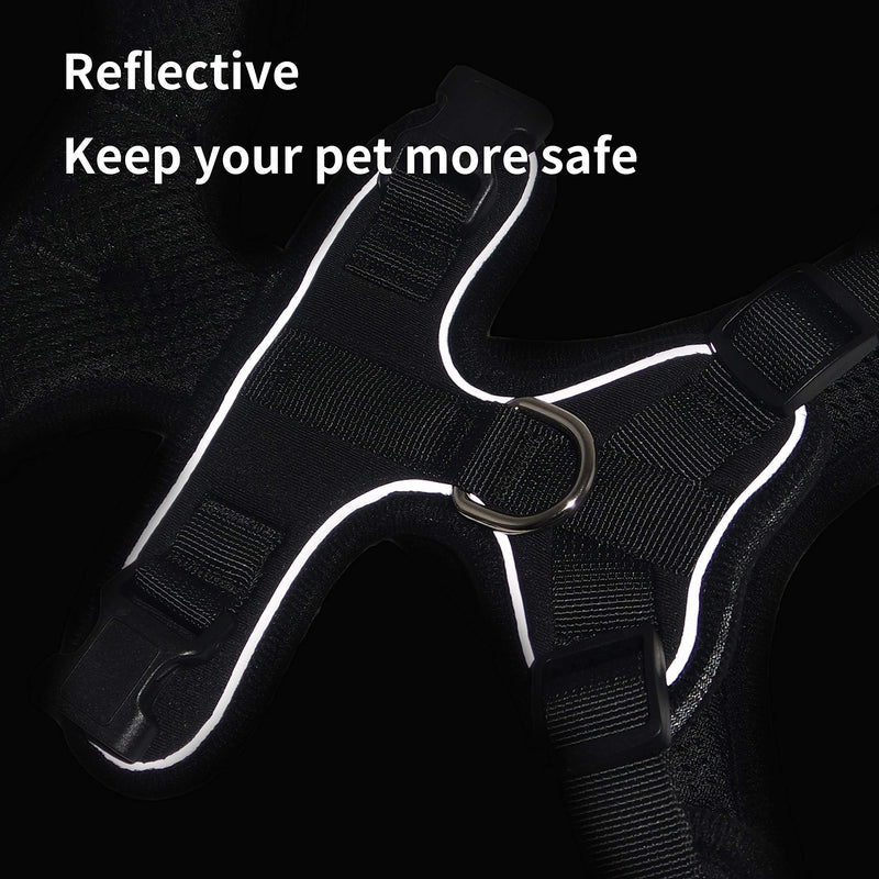 [Australia] - Mudinpet Dog Harness Vest, Small Dog Harness, Puppy Training No Pull Vest, Reflective Safety Comfort for Walk XS 8.7-10.2in Black 