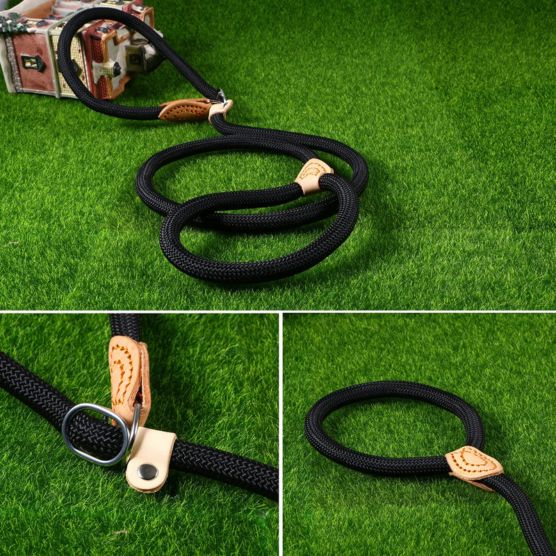 UEETEK 1.4CM Dog Slip Training Leash Collar Lead Nylon for Pets Training (Black) - PawsPlanet Australia