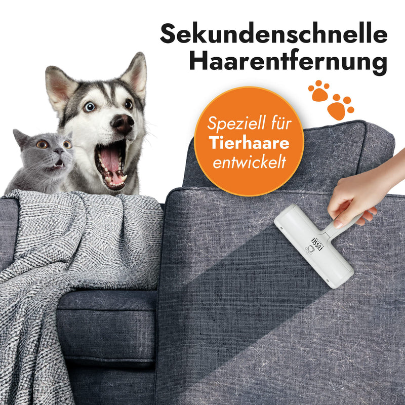 FusselMonster® [Pet hair remover] Lint roller for dogs and cats developed for effective cleaning of sofas, carpets, cars I reusable cat hair remover I lint roller animal hair white - PawsPlanet Australia
