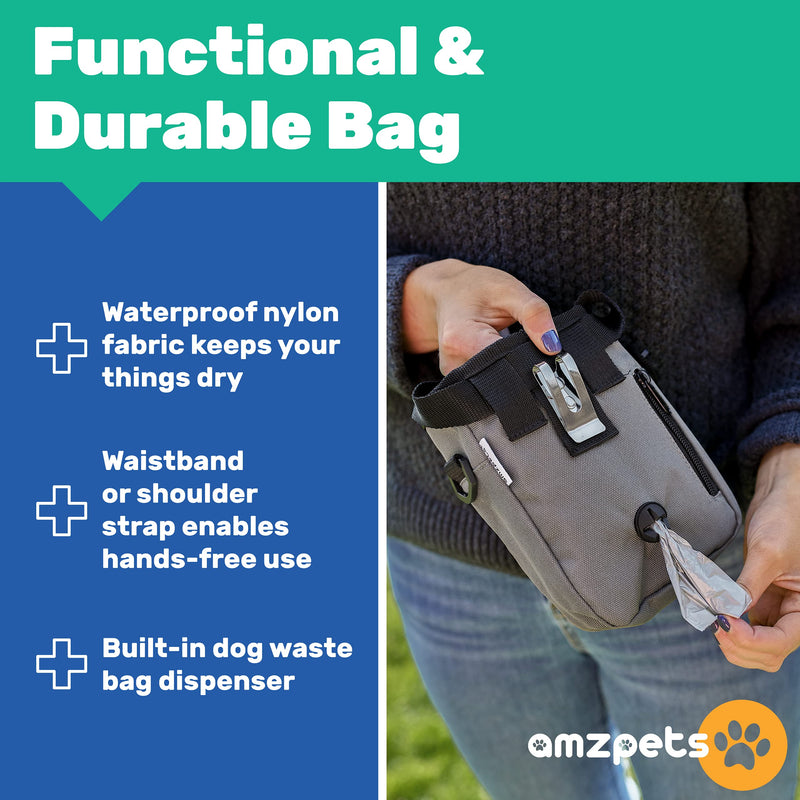 AMZpets Dog Training Set - Puppy Supplies Starter Kit with Dogs Clicker, Treat Pouch Bag, Housetraining Door Bells, Ultrasonic Whistle, for Teaching Pet Commands, Bark Control, and Potty Training - PawsPlanet Australia