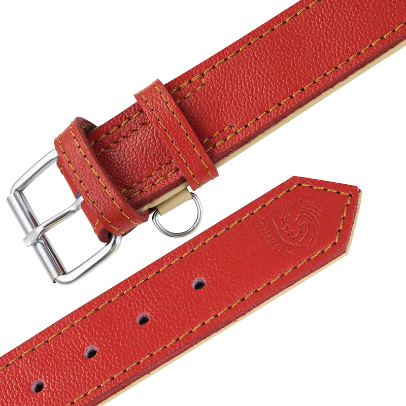 Riparo Genuine Leather Adjustable K-9 Dog Collar with Additional Reinforcement (XXL: 5CM Wide for 60.9CM - 73.7CM Neck, Red) XXL - PawsPlanet Australia