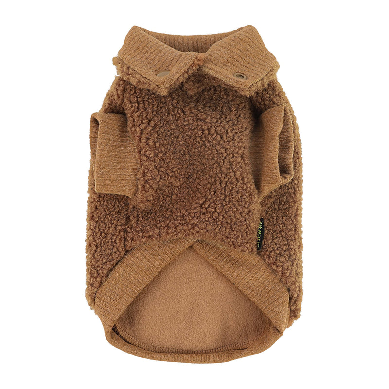 Fitwarm Vest Fuzzy Thick Sherpa Dog Coat Vest Turtleneck Sweater Puppy Winter Clothes Doggie Knitted Pet Cold Weather Clothes Doggy Pullover Jacket Cat Apparel XS Brown - PawsPlanet Australia