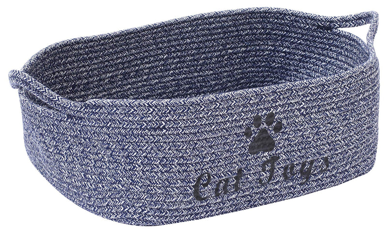 Morezi Durable rope cat toy box with handle, pet toy basket(blue), kitties bed, pet toy box- Perfect for organizing pet toys, blankets, leashes, coats - Cat - Blue Cat Blue - PawsPlanet Australia