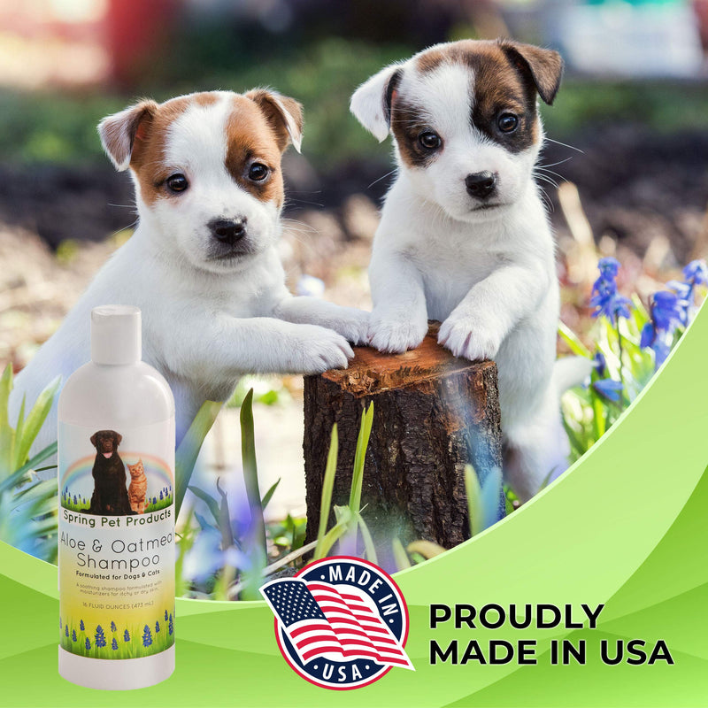 [Australia] - Spring Pet Aloe and Oatmeal Shampoo for Dogs and Cats ~ Veterinarians Choice Hypoallergenic Formula Blend of Coat and Skin Conditioners and Moisturizers Made in USA 16 Ounce 