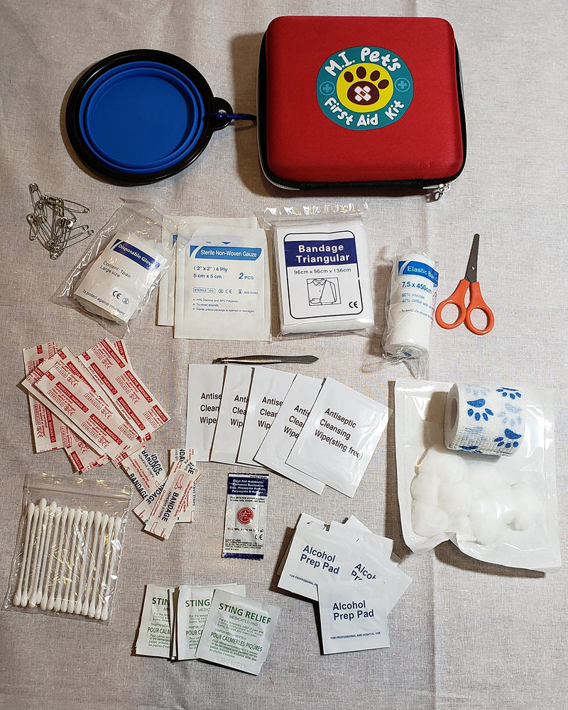 [Australia] - M.I. Pet's - 76 Piece Pet First Aid Kit with a Collapsible Food or Water Bowl 