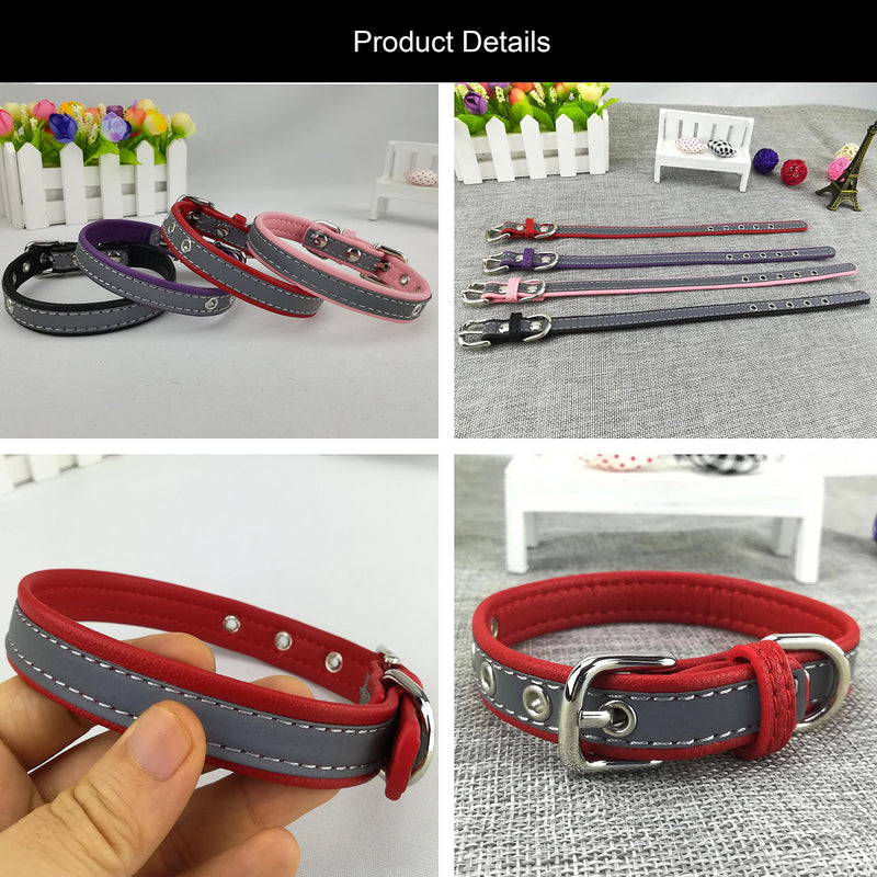 [Australia] - Newtensina Fashion Dog Collar Reflective Puppy Collars for Small Dogs Medium Dogs XS Red 