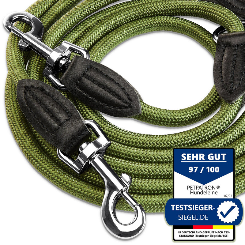 PetPatron® adjustable dog leash 3m - shoulder leash & double leash perfect for large dogs (45 kg) thanks to the extreme strength up to 200 kg - green 3 m x 1.1 cm - PawsPlanet Australia