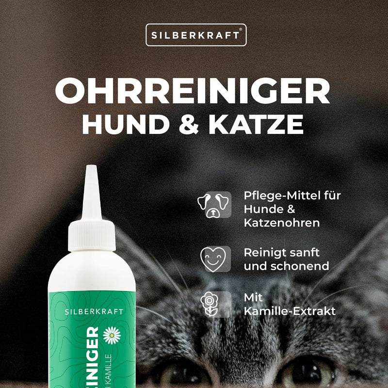 Silberkraft Ear Cleaner for Dogs and Cats, Ear Care, with Chamomile Extract, Cleans Gently and Gently, Relieves Itching, Suitable for Puppies (250 ml) 250 ml - PawsPlanet Australia