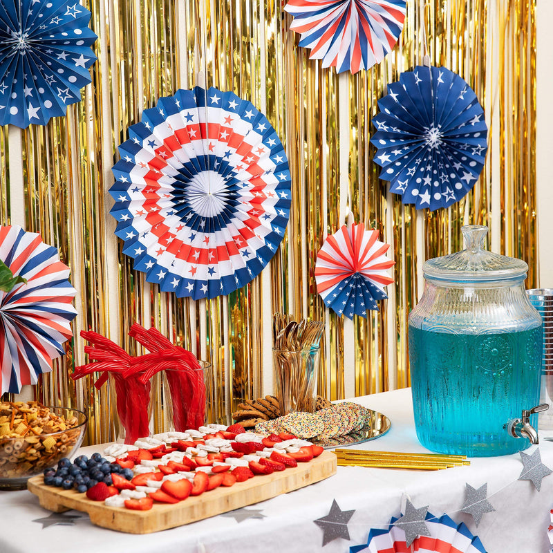 Homarden Patriotic Decorations - 4th of July Decor - American Flag Style Party Decoration - Red, White & Blue Fans for American Holidays - USA Themed Party Decor (Set of 12) - PawsPlanet Australia