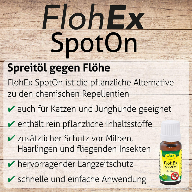 cdVet FlohEx SpotOn purely plant-based flea treatment 10 ml - natural flea protection without chemicals for dogs, cats and all vertebrates - PawsPlanet Australia