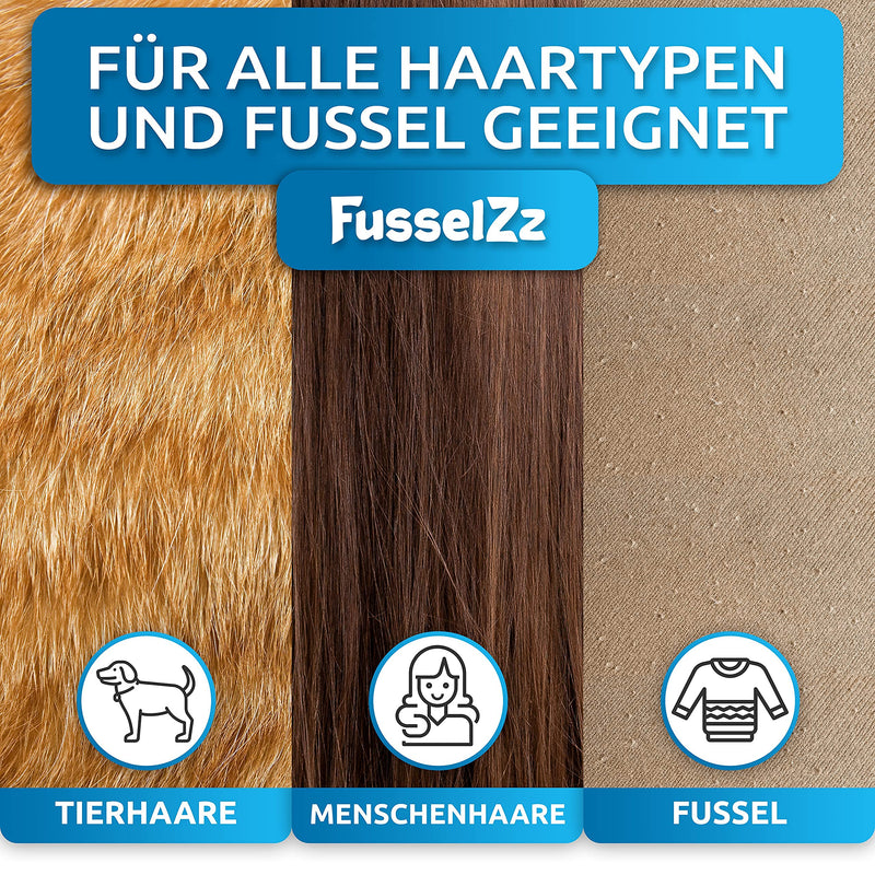 FusselZz® Home Premium Lint Roller Pet Hair - Self-cleaning pet hair remover for removing cat hair & dog hair, reusable cat hair remover on sofa, clothes, carpet & bed white - PawsPlanet Australia