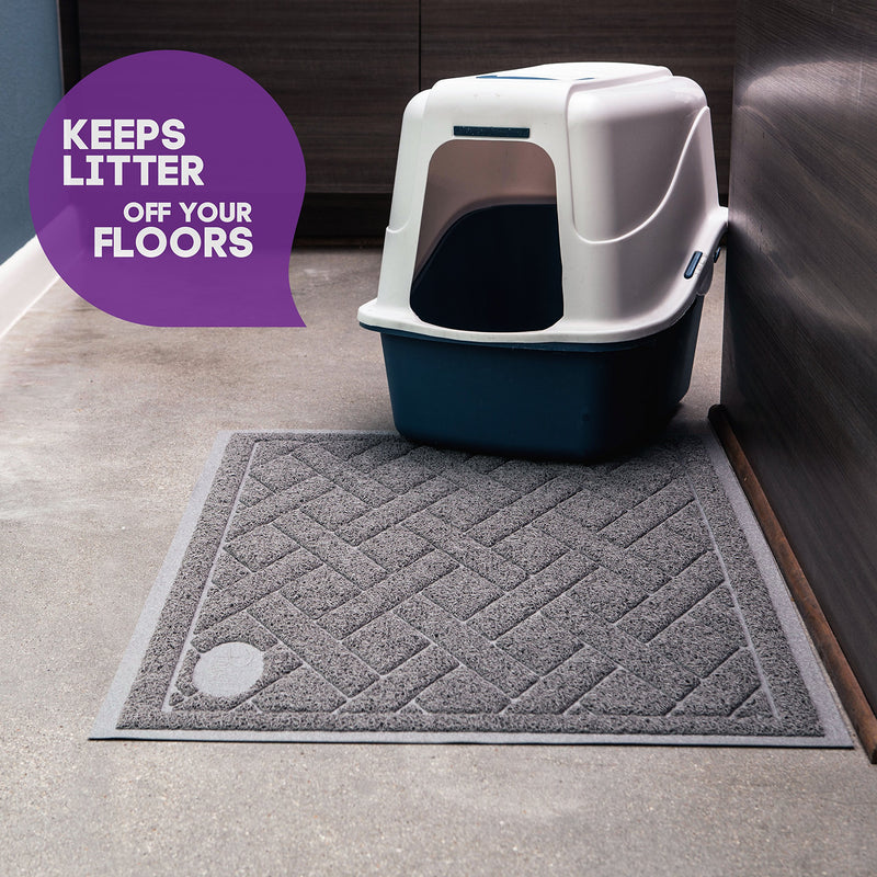 [Australia] - Pawkin Cat Litter Mat, Patented Design with Litter Lock Mesh, Durable, Easy to Clean, Soft, Fits Under Litter Box, Litter Free Floors X-Large Gray 