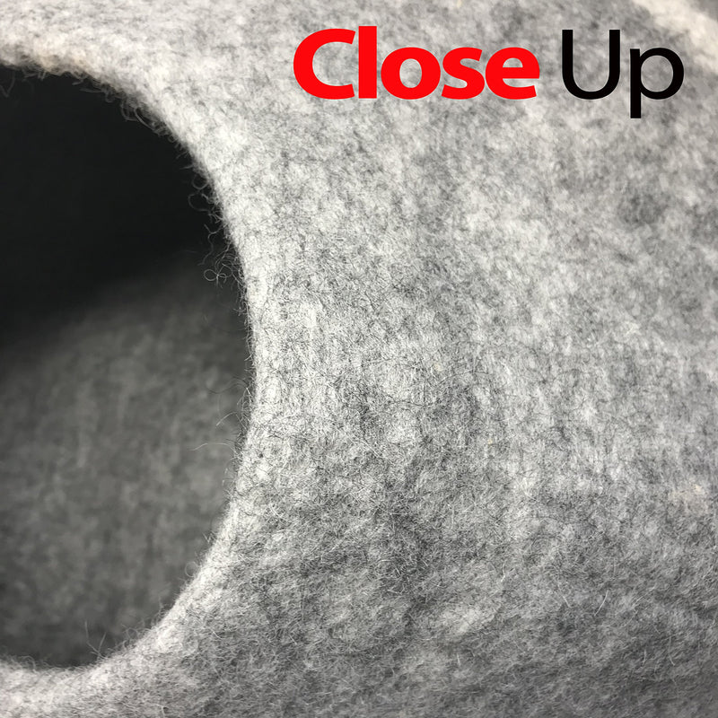 [Australia] - 100% Natural Wool Large Cat Cave - Handmade Premium Shaped Felt - Makes Great Covered Cat House and Bed for Kitty. for Indoor Cozy Hideaway. Large Pod Soft Hooded Bed Area. Light Gray 