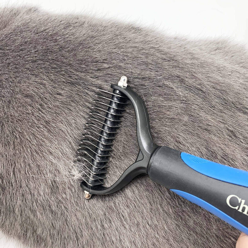 ChicPet Professional Dematting Comb Gift Set. Undercoat Rake, Removes Tangles and Matted Hair, for Dogs and Cats (Full Width Rake- Premium Version) - PawsPlanet Australia